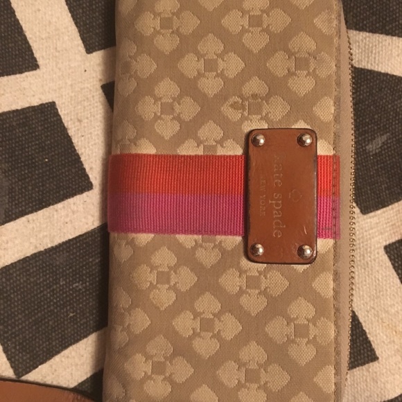 kate spade Handbags - Kate Spade Cream Pink Orange striped Wallet